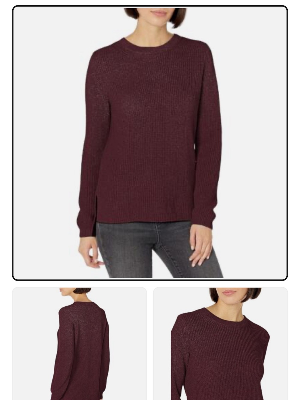 Goodthreads Ribbed Crewneck Sweater in Burgundy